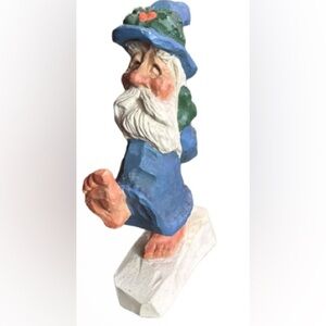 Charming Blue and Green Gnome Sculpture